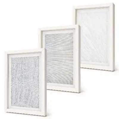 Lot de 3 tableaux des motifs lumineux en forme de cordes dessinés dans le sable
