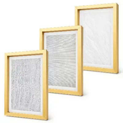 Lot de 3 tableaux des motifs lumineux en forme de cordes dessinés dans le sable