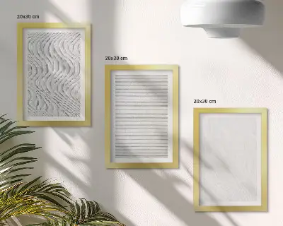 Lot de 3 tableaux des motifs lumineux en forme de cordes dessinés dans le sable