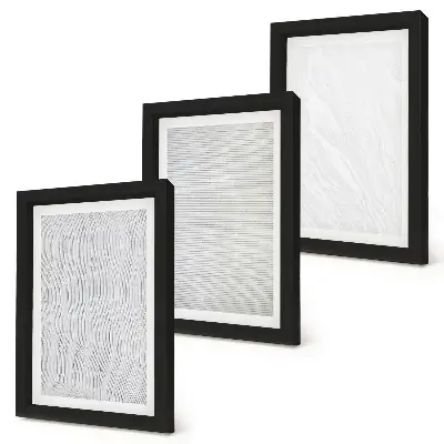Lot de 3 tableaux des motifs lumineux en forme de cordes dessinés dans le sable