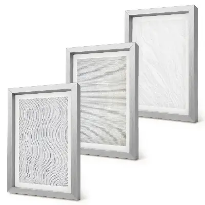 Lot de 3 tableaux des motifs lumineux en forme de cordes dessinés dans le sable