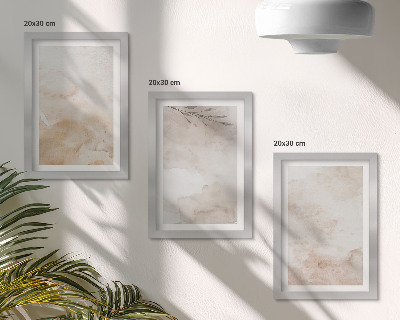 Ensemble de 3 tableaux Taches et feuilles à l'aquarelle aux couleurs pastel
