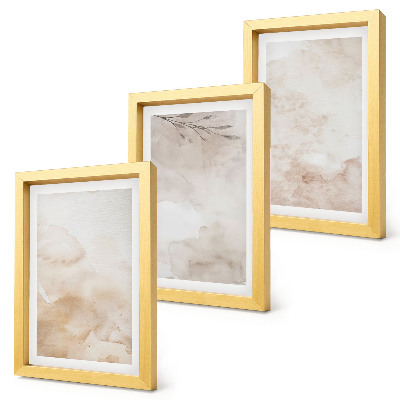 Ensemble de 3 tableaux Taches et feuilles à l'aquarelle aux couleurs pastel