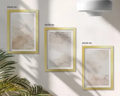 Ensemble de 3 tableaux motifs de taches et feuilles à l'aquarelle dans des tons pastel