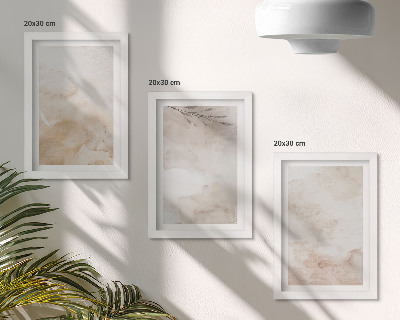 Ensemble de 3 tableaux Taches et feuilles à l'aquarelle aux couleurs pastel