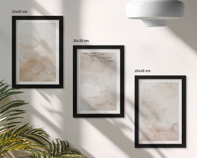 Ensemble de 3 tableaux Taches et feuilles à l'aquarelle aux couleurs pastel