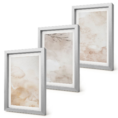 Ensemble de 3 tableaux Taches et feuilles à l'aquarelle aux couleurs pastel