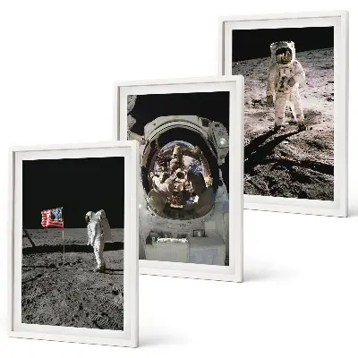 Lot de 3 tableaux pour salon représentant l'atterrissage d'astronautes de la NASA sur la Lune