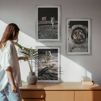 Lot de 3 tableaux pour salon Atterrissage d'astronautes de la NASA sur la Lune
