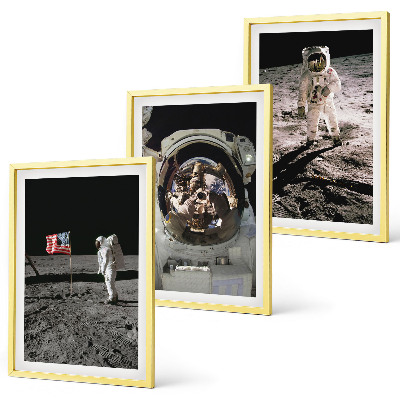 Lot de 3 tableaux pour salon Atterrissage d'astronautes de la NASA sur la Lune