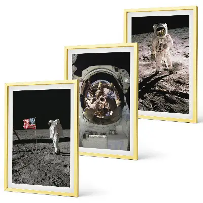 Lot de 3 tableaux pour salon représentant l'atterrissage d'astronautes de la NASA sur la Lune