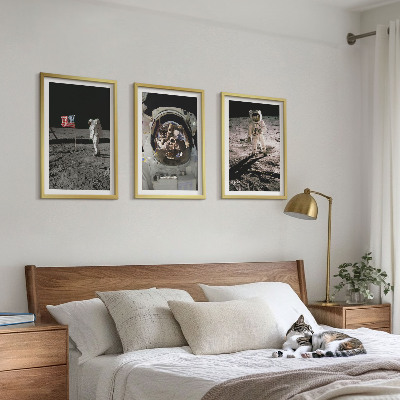 Lot de 3 tableaux pour salon Atterrissage d'astronautes de la NASA sur la Lune