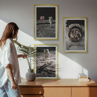 Lot de 3 tableaux pour salon Atterrissage d'astronautes de la NASA sur la Lune