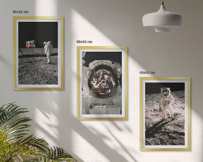 Lot de 3 tableaux pour salon Atterrissage d'astronautes de la NASA sur la Lune