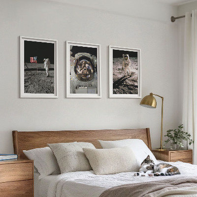 Lot de 3 tableaux pour salon Atterrissage d'astronautes de la NASA sur la Lune