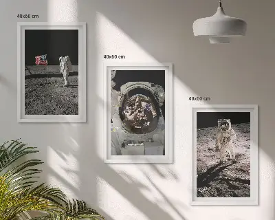 Lot de 3 tableaux pour salon représentant l'atterrissage d'astronautes de la NASA sur la Lune