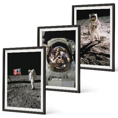 Lot de 3 tableaux pour salon Atterrissage d'astronautes de la NASA sur la Lune