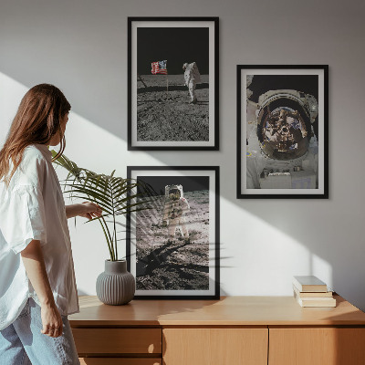 Lot de 3 tableaux pour salon Atterrissage d'astronautes de la NASA sur la Lune
