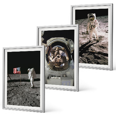 Lot de 3 tableaux pour salon Atterrissage d'astronautes de la NASA sur la Lune