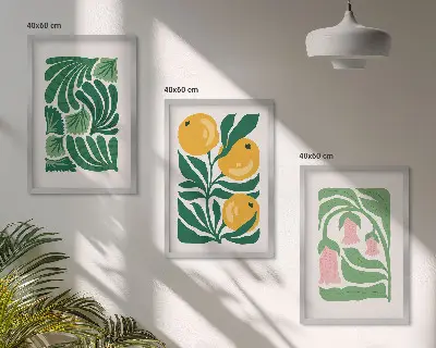 Cadre photo mural avec motifs végétaux minimalistes