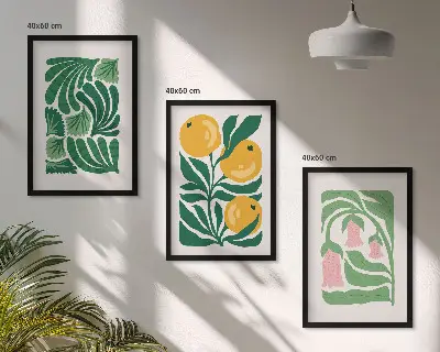 Cadre photo mural avec motifs végétaux minimalistes