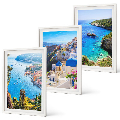 Lot de 3 tableaux pour salon Vues grecques d'Oia à Santorin