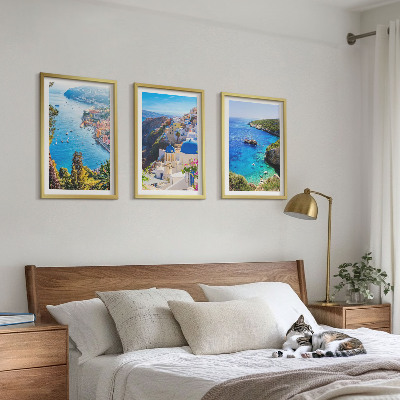 Lot de 3 tableaux pour salon Vues grecques d'Oia à Santorin