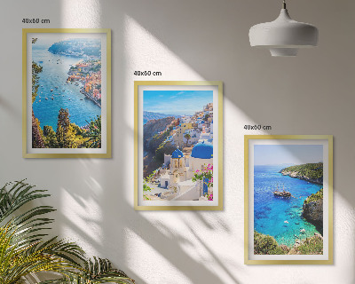 Lot de 3 tableaux pour salon Vues grecques d'Oia à Santorin
