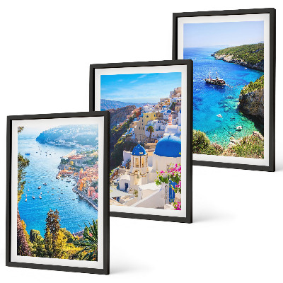 Lot de 3 tableaux pour salon Vues grecques d'Oia à Santorin