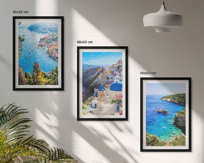 Lot de 3 tableaux pour salon Vues grecques d'Oia à Santorin