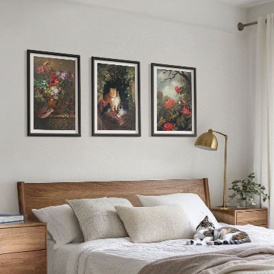 Cadre photo mural Fleurs vintage, chats, nature