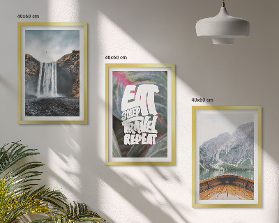 Lot de 3 tableaux pour salon Cascade, montagnes, nature, bateau