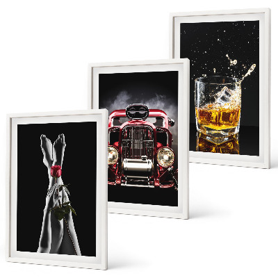 Cadre photo mural Jambes de femme rose voiture whisky
