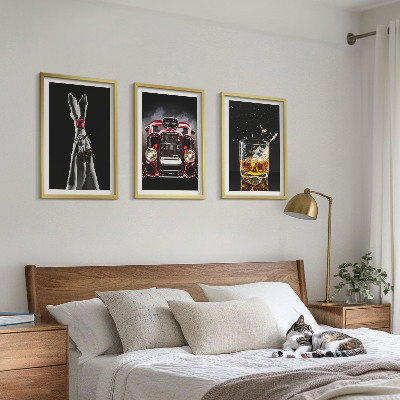 Cadre photo mural Jambes de femme rose voiture whisky