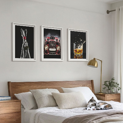 Cadre photo mural Jambes de femme rose voiture whisky