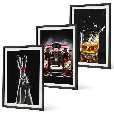 Cadre photo mural Jambes de femme rose voiture whisky