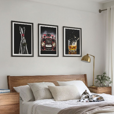 Cadre photo mural Jambes de femme rose voiture whisky