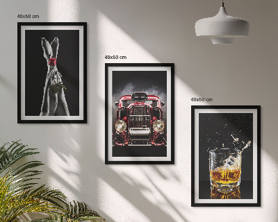 Cadre photo mural Jambes de femme rose voiture whisky