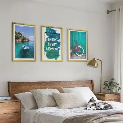 Cadre photo mural motif de vélos et bateaux de mer