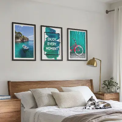 Cadre photo mural motif de vélos et bateaux de mer