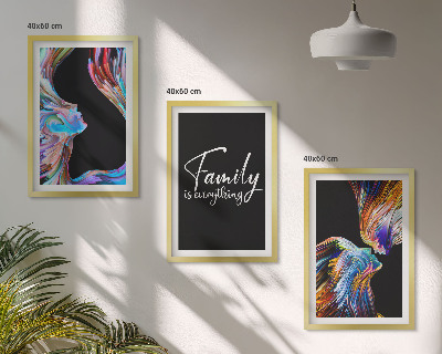 Lot de 3 tableaux pour salon Portraits de personnes, motifs colorés, famille