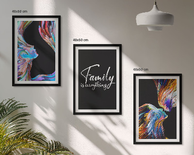 Lot de 3 tableaux pour salon Portraits de personnes, motifs colorés, famille
