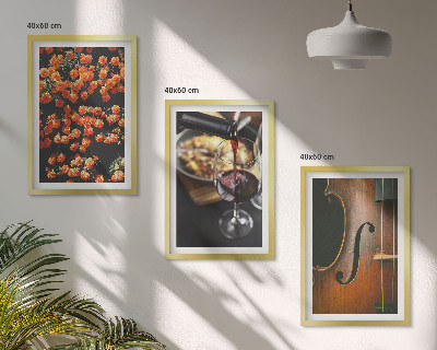 Lot de 3 tableaux pour salon Fleurs vintage vin violon