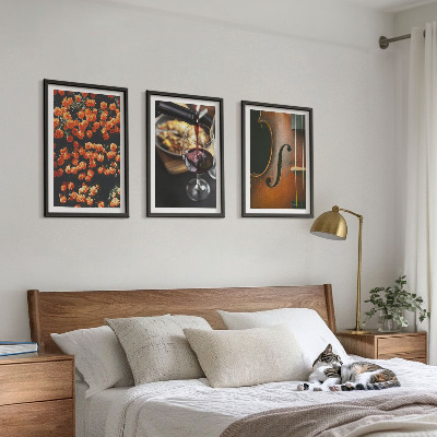 Lot de 3 tableaux pour salon Fleurs vintage vin violon