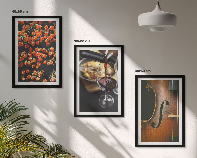 Lot de 3 tableaux pour salon Fleurs vintage vin violon