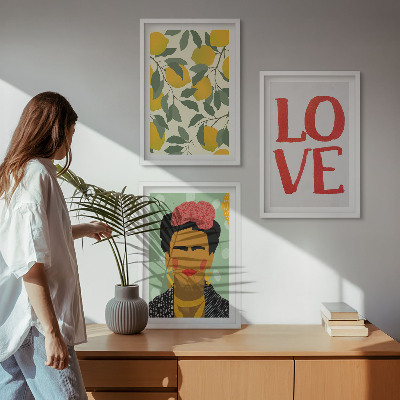Cadre photo mural Les citrons ADORENT le portrait de Frida