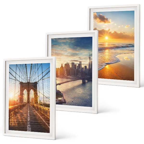 Cadre photo mural Ponts couchers de soleil ville