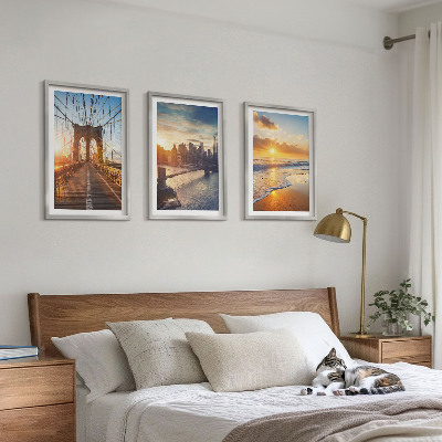 Cadre photo mural Ponts couchers de soleil ville