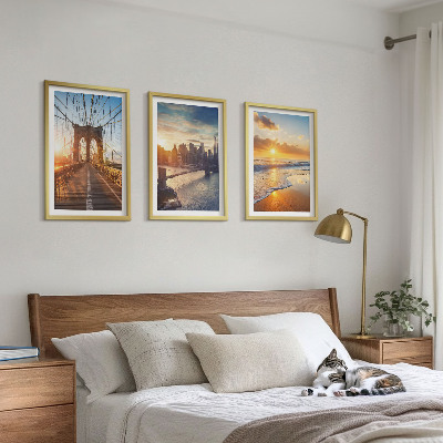 Cadre photo mural Ponts couchers de soleil ville