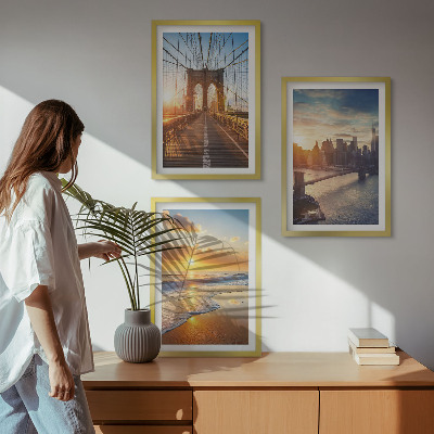 Cadre photo mural Ponts couchers de soleil ville
